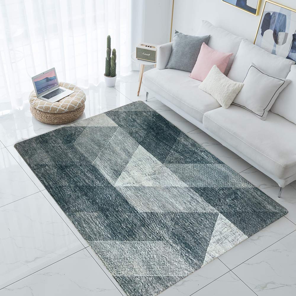BMMYE Home Retro Microfiber Plush Area Rugs for Living Room Dining Room Bedroom, 4'x6', Green