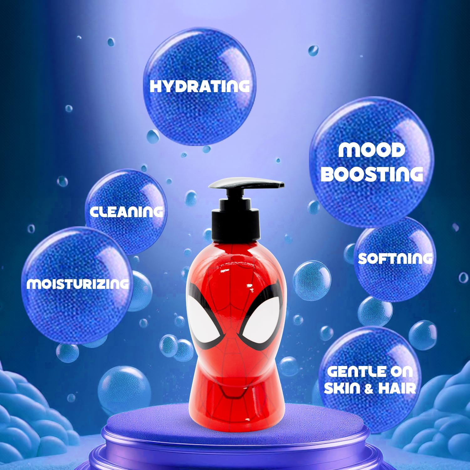 Marvel Spiderman 2-in-1 Kids Bubble Bath & Shampoo – Gentle, Paraben-Free with Vitamin E & A, pH Balanced for Sensitive Skin, Lightly Scented, Pump Dispenser, Ages 6 , 1L