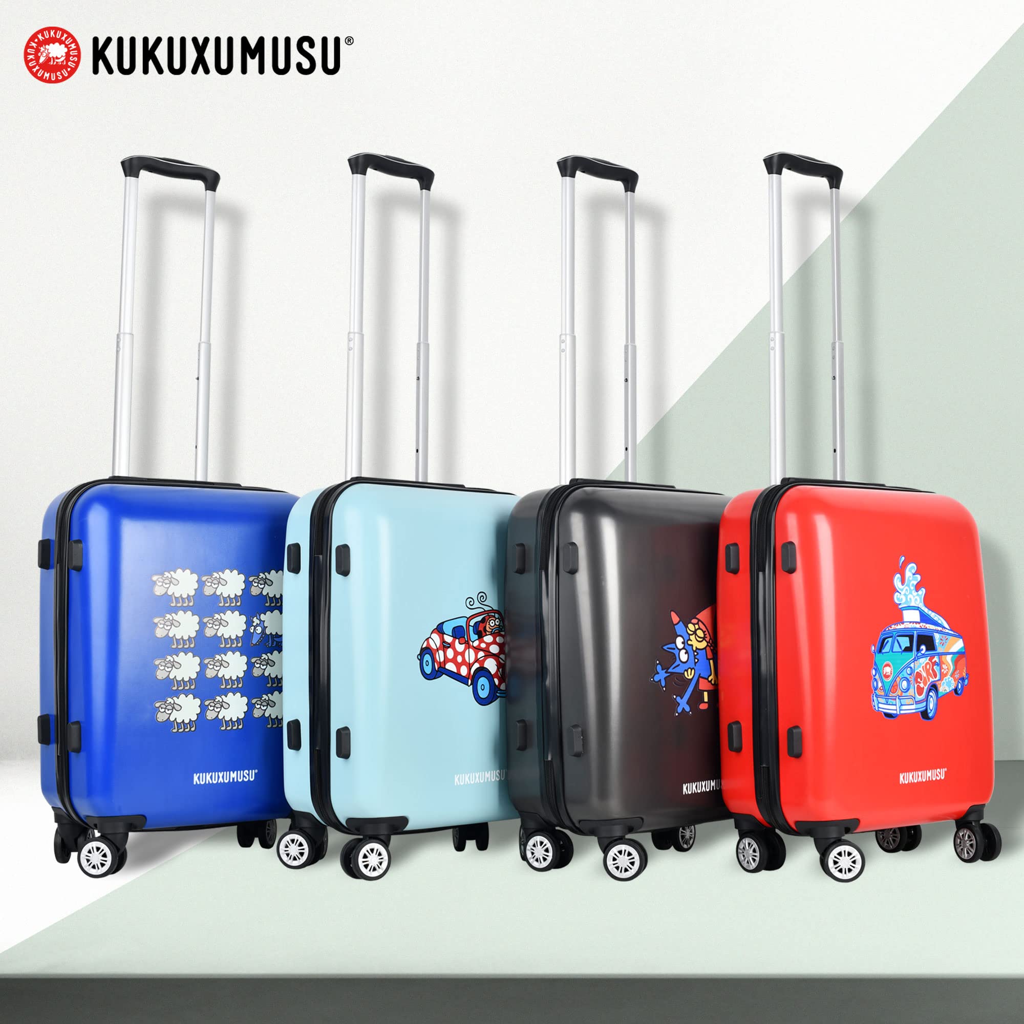 Kukuxumusu Maleta Cabina de Viaje rígida, 4 Ruedas 360 Grados, 56,5x42x21 cm, ABS y Policarbonato, con Candado Integrado