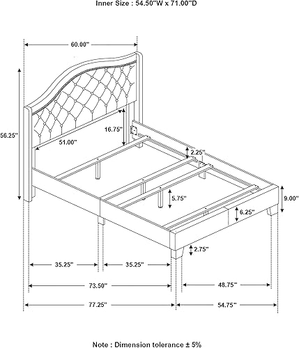 Miniatura 3 de Coaster Home Furnishings Sonoma 310072F - Plataforma trasera de camello, doble, gris, matrimonial, 310072F