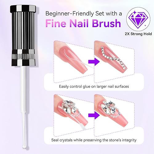 Vista 39 de Makartt Pegamento de diamantes de imitación para uñas: pegamento de uñas de gel súper fuerte para dijes de uñas, decoraciones de gemas, arte de uñas