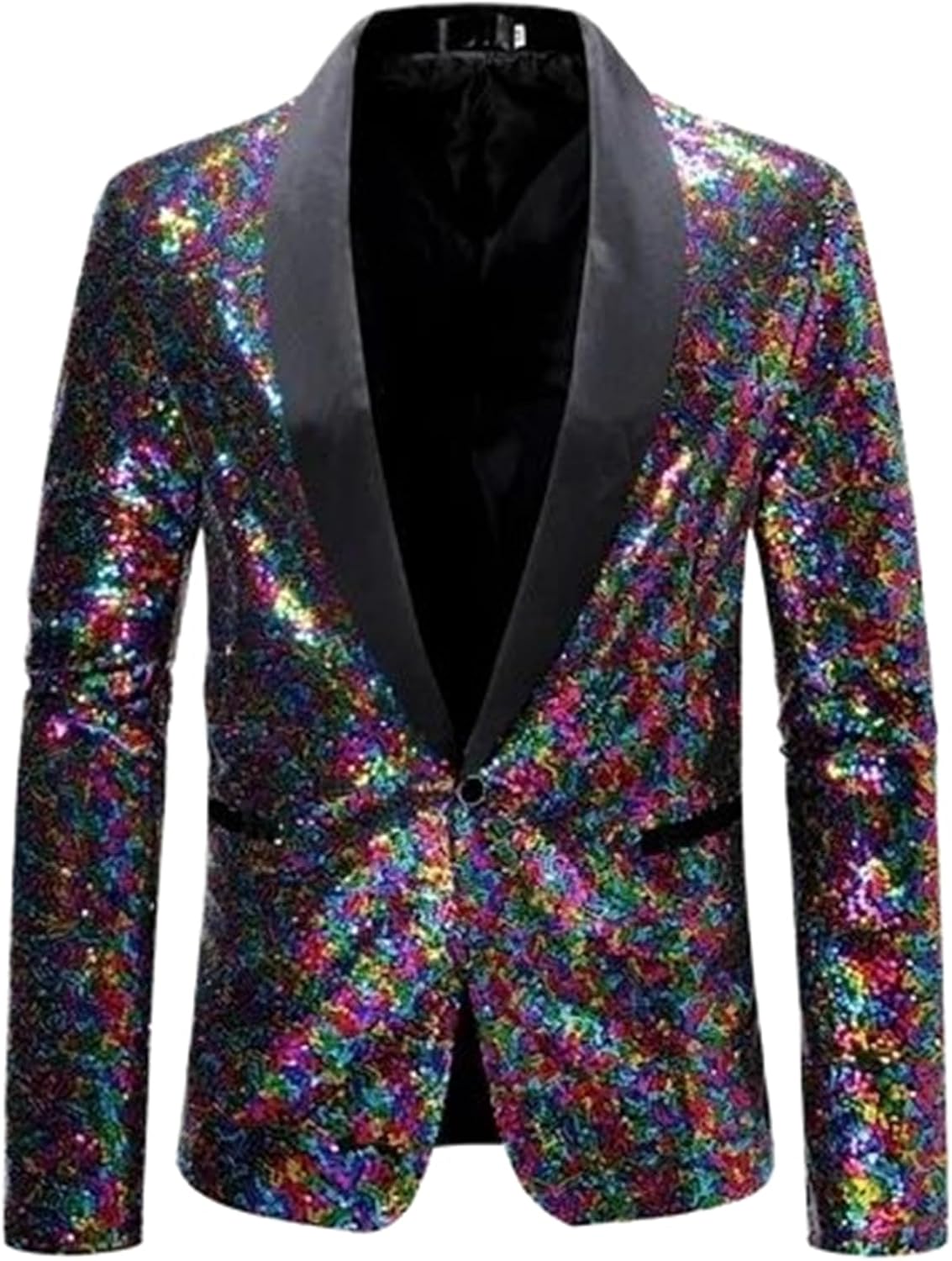 Men Sequin Plaid Suit Jacket Singer Host Stage Party Loose Dress Blazer Coats