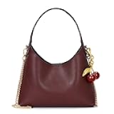 Small Hobo Bags for Women Cherry Shoulder Bag Purse Faux Leather Tote Handbag Trendy Chain Crossbody Bag