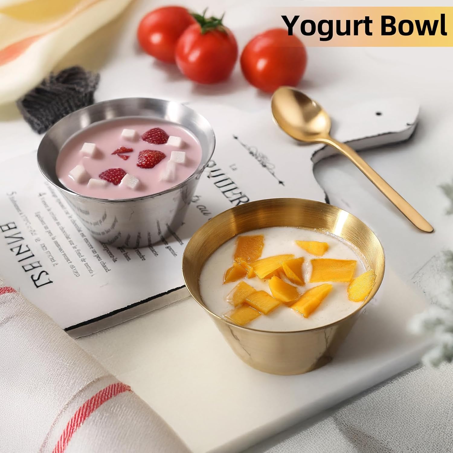 Heavy-duty Stainless Steel Small Bowl, No colied Edge, Brushed Finish, 4.5 Inches Diameter, 2.4Inches Height, for Snacks, Yogurt, Fruit, Ice Cream and Dippings