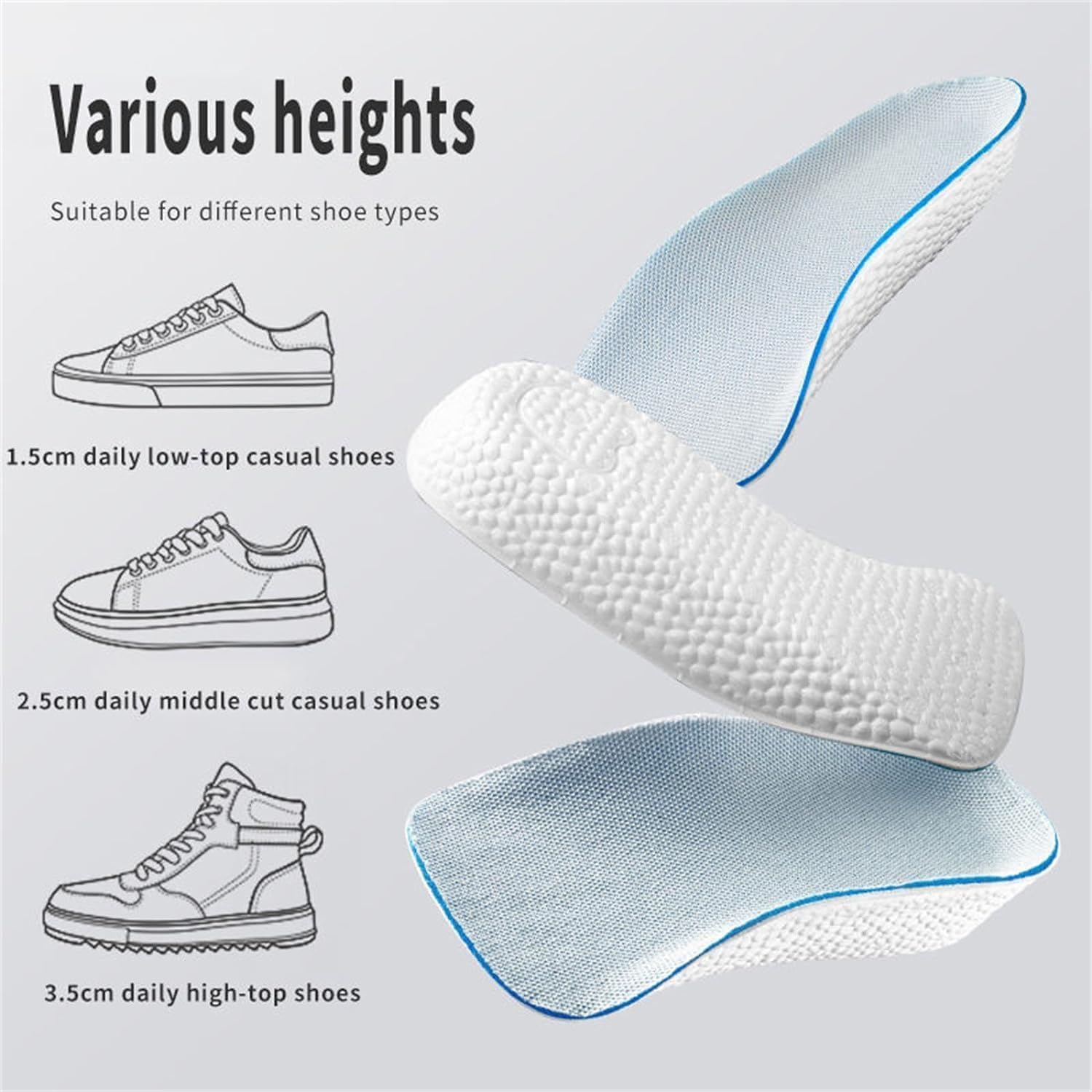 Orthopedic High Pads 1.0, Orthopedic Highpads 1.0, The First Orthopedic Height Insoles, Arch Support Insoles, Orthopedic Insoles for Arch Pain (3 szt., 3,5 cm)