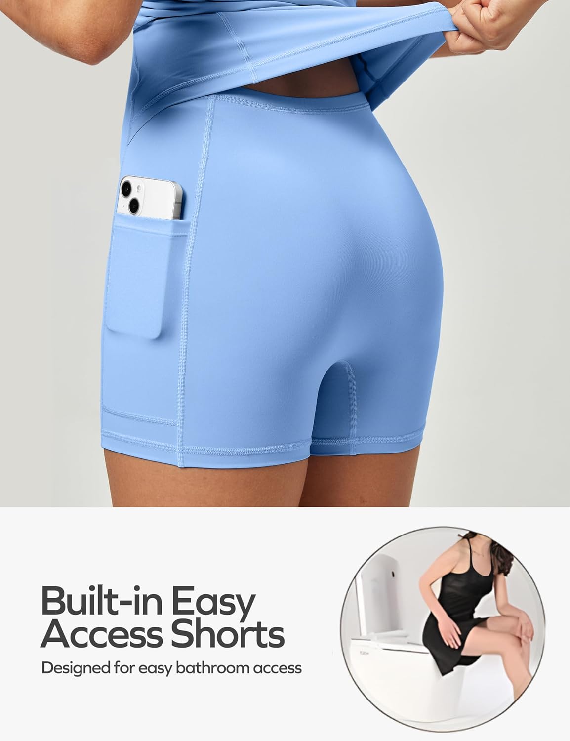 Ewedoos Athletic Tennis Dress for Women with Shorts Underneath Easy Peezy U Neck Adjustable Straps Active Workout Dress - Image 4