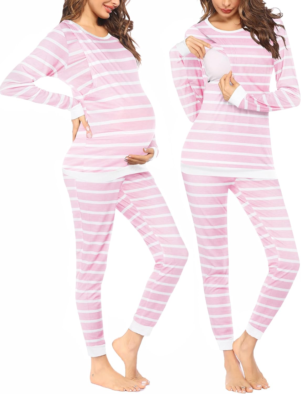 Ekouaer Nursing Pajama Set with Nursing Access
