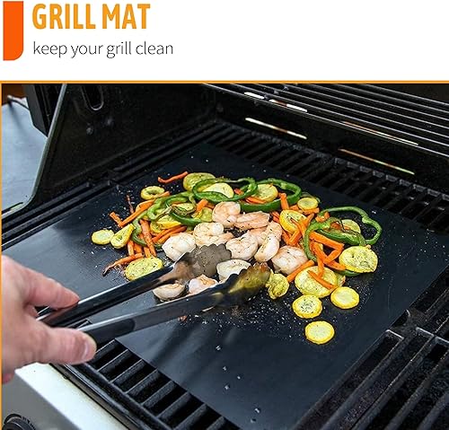 Paquete de 6 alfombrillas gruesas antiadherentes para parrilla al aire libre, resistentes, reutilizables y fáciles de limpiar, funciona para