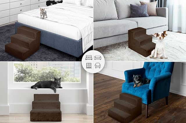 Foto 5 de 7 de MG Design Escalera para Mascotas de Marrón Oscuro - 3 peldaños