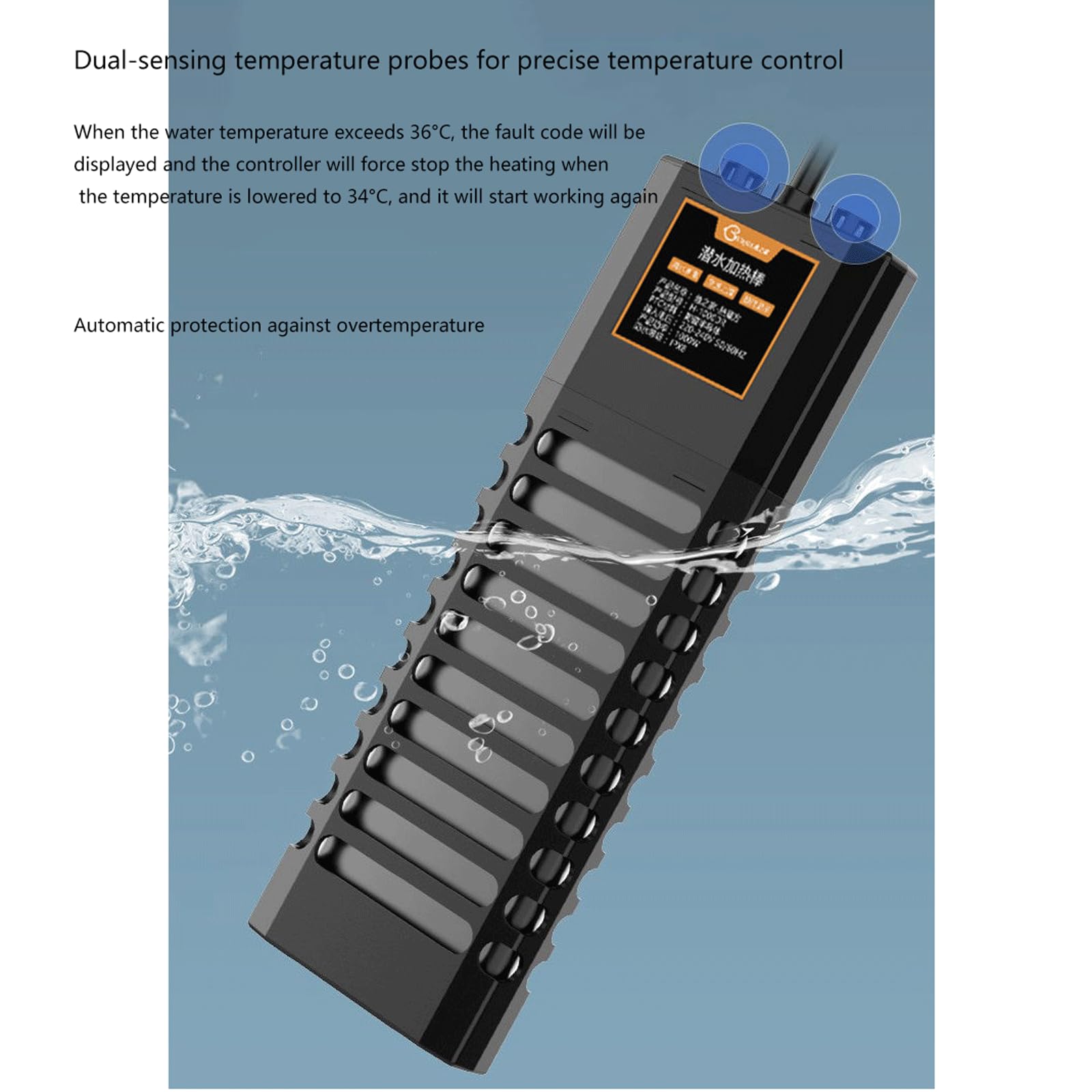 Aquarium-Heizstab-Inverter, energiesparende Heizung mit Verbrühschutzgehäuse, 500 W (500 W)