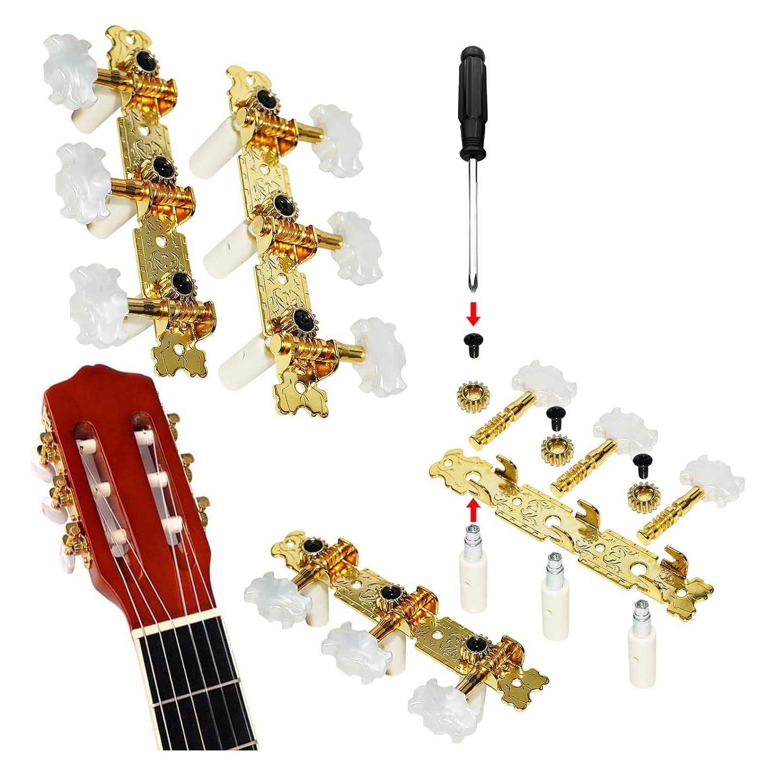 2 Pièces Mécaniques Pour Guitares Classiques, Accordage De Guitare Tuners, Cheville Guitare Tuning Pegs, Boutons De Cheville Guitare Tuning Pegs, Tuners Mécaniques (Forme De Nuage)
