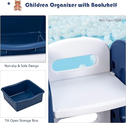 Miniatura 6 de Costzon Organizador de almacenamiento de juguetes, estante de juguetes de 4 niveles con 6 contenedores de plástico extraíbles para libros y