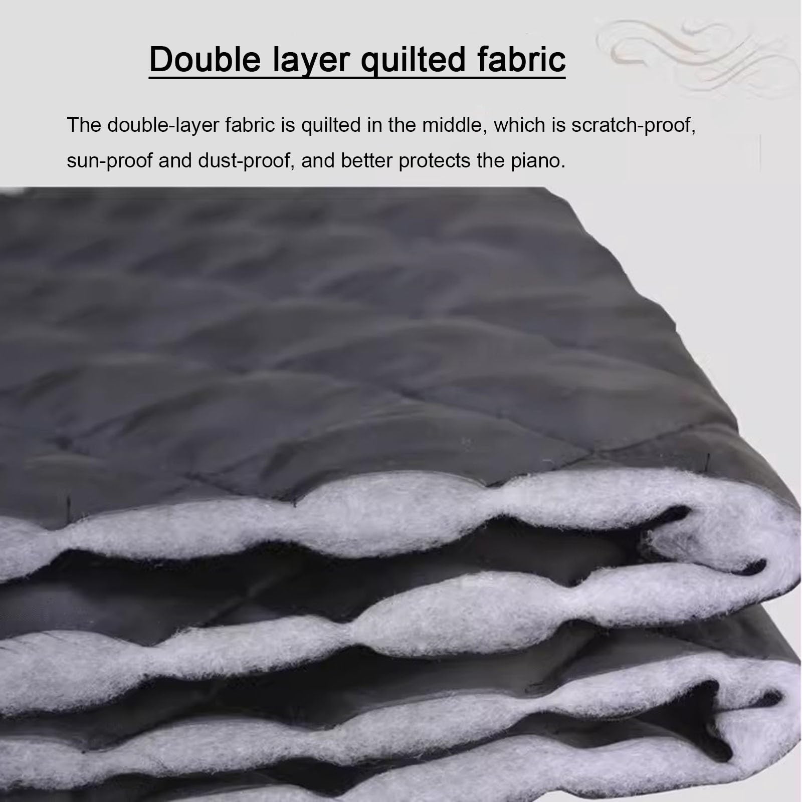 Copri Pianoforte Verticale Antipolvere - Cotone Rinforzato Nero, Misura 155x35x125cm Con Coprisgabello - Foto 5
