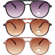 DXYXYO 3 Pack Bifocal Reading Sunglasses for Women Men, Retro Aviator Sun Readers