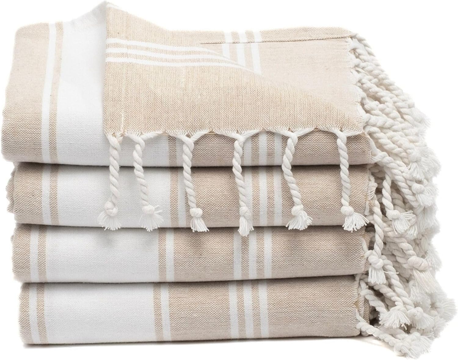 Cotton Turkish Beach Towel with Towels Oversized 36"x72" Pool Absorbent Extra Large Quick Dry Sand Travel Towel (Beige, 4 Pack)