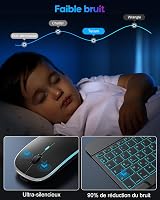 TECURS Bluetooth Billentyűzet és Egér Tabletre iPad Samsung Lenovo Android iOS Fekete 7