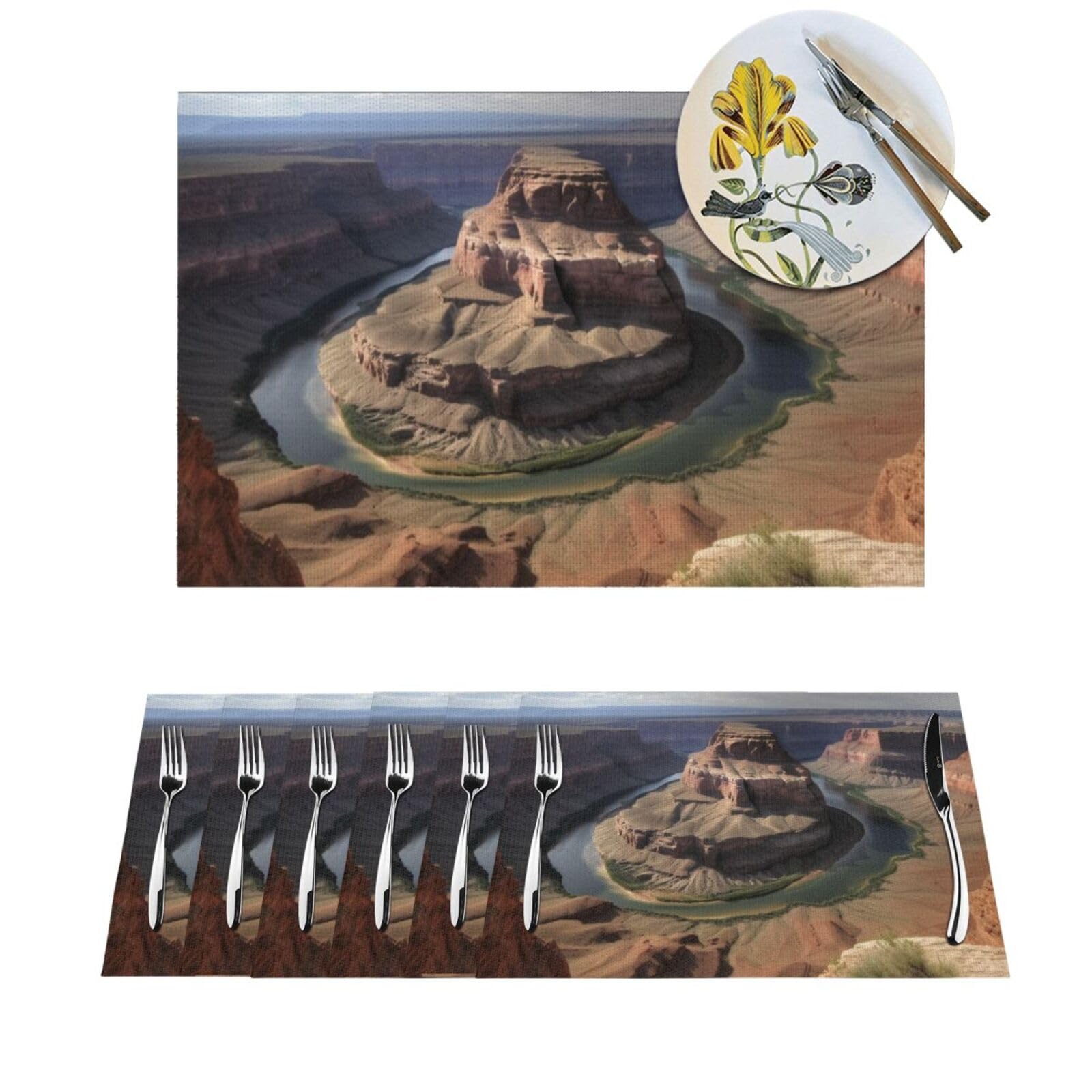 Sets de table tissés en PVC résistant chaleur et antidérapant x6