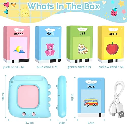 Miniatura 5 de Tarjetas flash parlantes para niños pequeños con 510 palabras visuales, juguetes Montessori, terapia del habla, juguetes sensoriales para autismo,