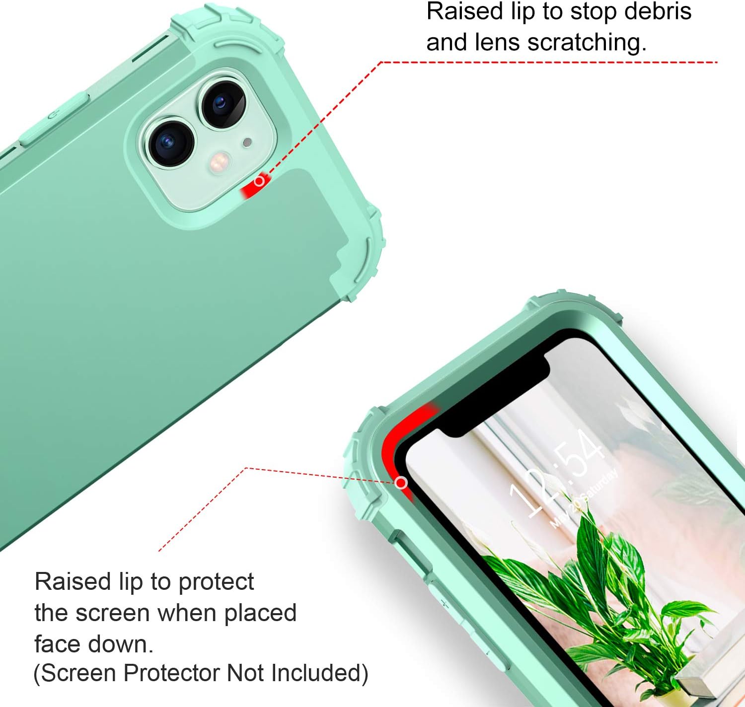 BENTOBEN iPhone 11 Case, iPhone 11 Phone Case, 3 in 1 Heavy Duty Rugged Hybrid Soft Silicone Bumper Durable Hard PC Cover Impact Resistant Shockproof Protective Case Cover for iPhone 11 6.1", Green