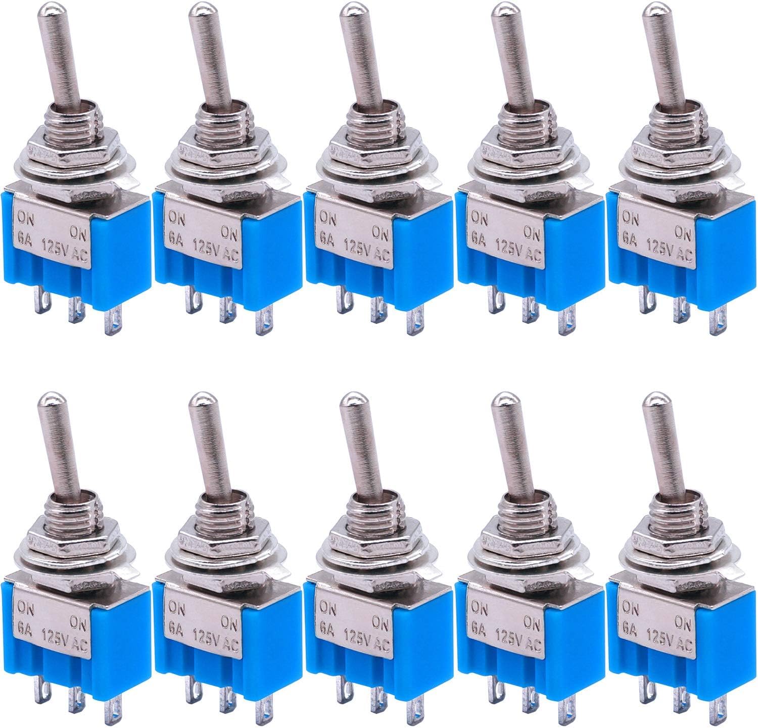 Coolive 12Pcs Spdt Mini Toggle Switch 3-Pin 2 Position On/On Miniature 6A 125V Ac Mts-102