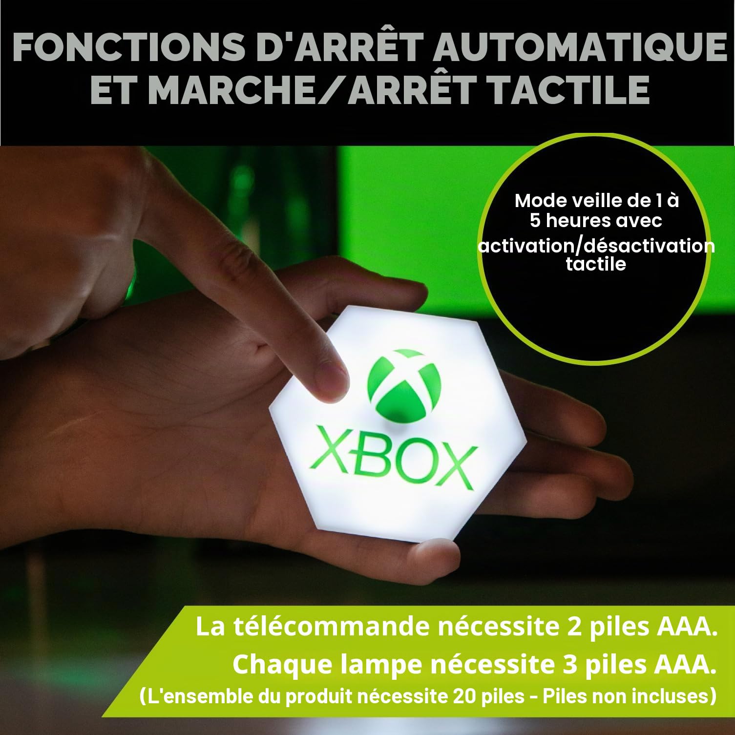 Paladone Hexagon LED Lights, XBox Free Standing or Wall Mountable Customizable Game Room Decor Lighting with Remote-Controlled Light Phasing and Music Reactive Modes