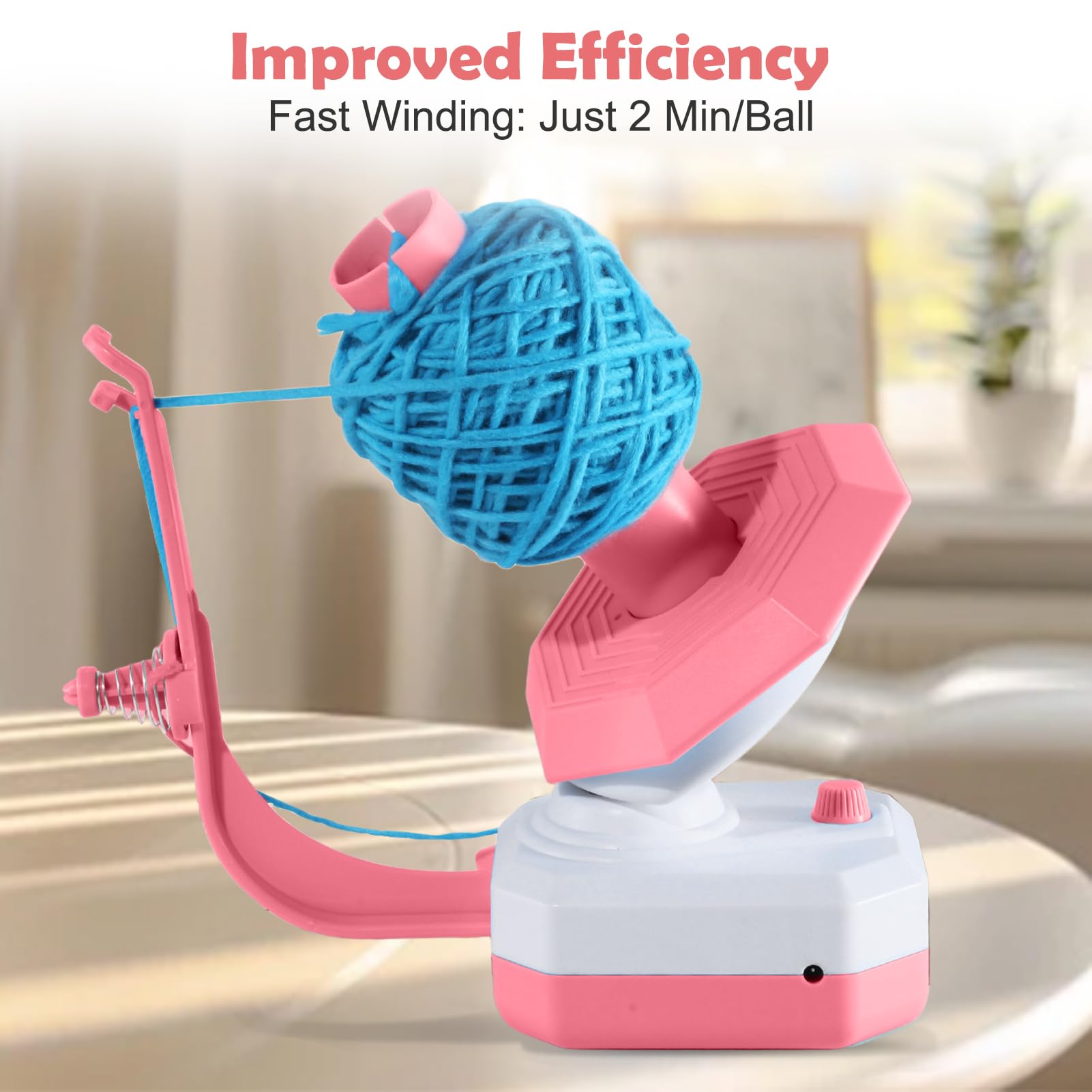 Rulos eléctricos – Automático Yarn Winder, lana, bobinador de bolas, bobinador de hilo para ganchillo con velocidad continua, ayudante ideal para los amantes del punto (rosa)