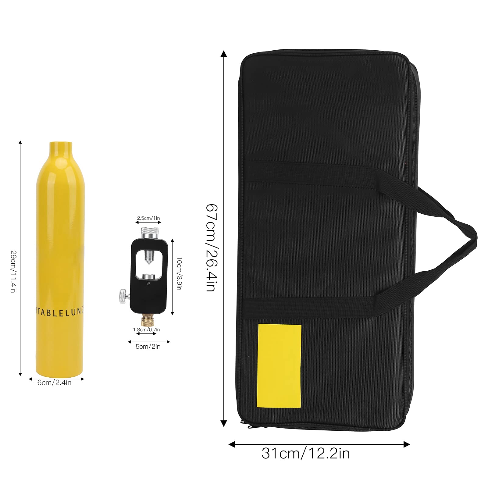 DIDEEP 0.5L Cilindro de oxígeno de Buceo Equipo de Buceo Profesional con 2 Cilindros 2 válvulas de respiración para exploración submarina Hecha de aleación de Aluminio de aviación