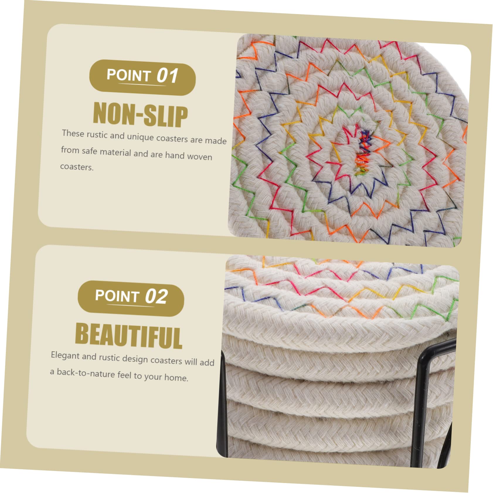 ULTECHNOVO Posavasos Redondos De Algodón Trenzado Resistentes Al Calor Y Antideslizantes con Soporte De Almacenamiento para Tazas Y Decoración del Hogar 6 Piezas X 5