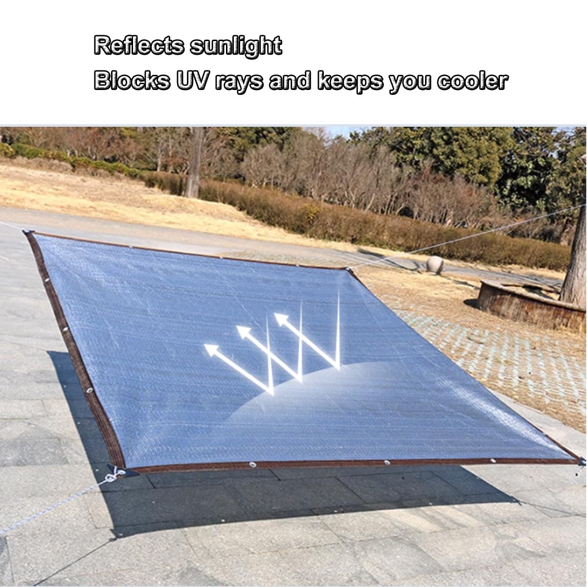 3 x 10 m ochrona przed promieniowaniem UV, oddychający odblaskowy aluminiowy baldachim na imprezy plenerowe, cień dla psa, chłodne i odświeżające schronienie, trwała osłona przeciwsłoneczna