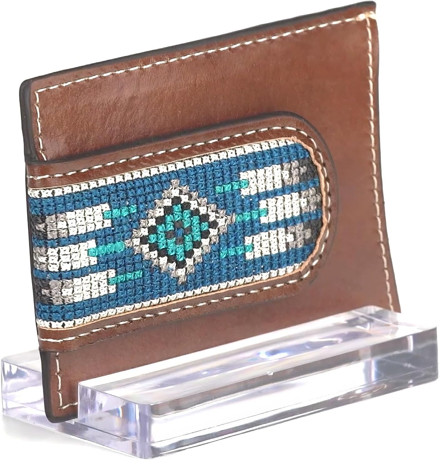 ARIAT Money Clip Southwest Inlay Wallet, Brown