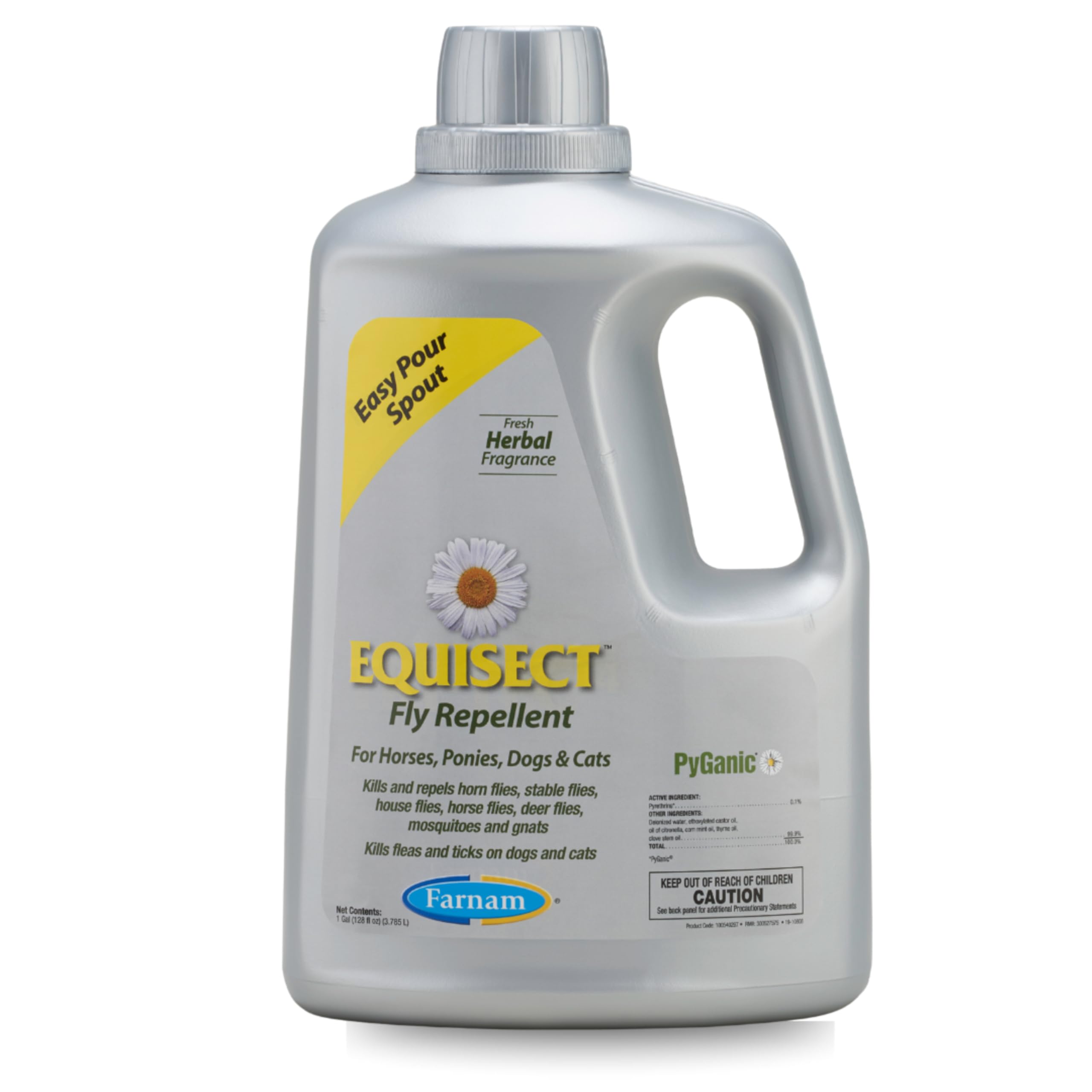 Equisect Water-based Botanical Fly Repellent with Herbal Scent for Horses, Dogs and Cats, 128 oz refill