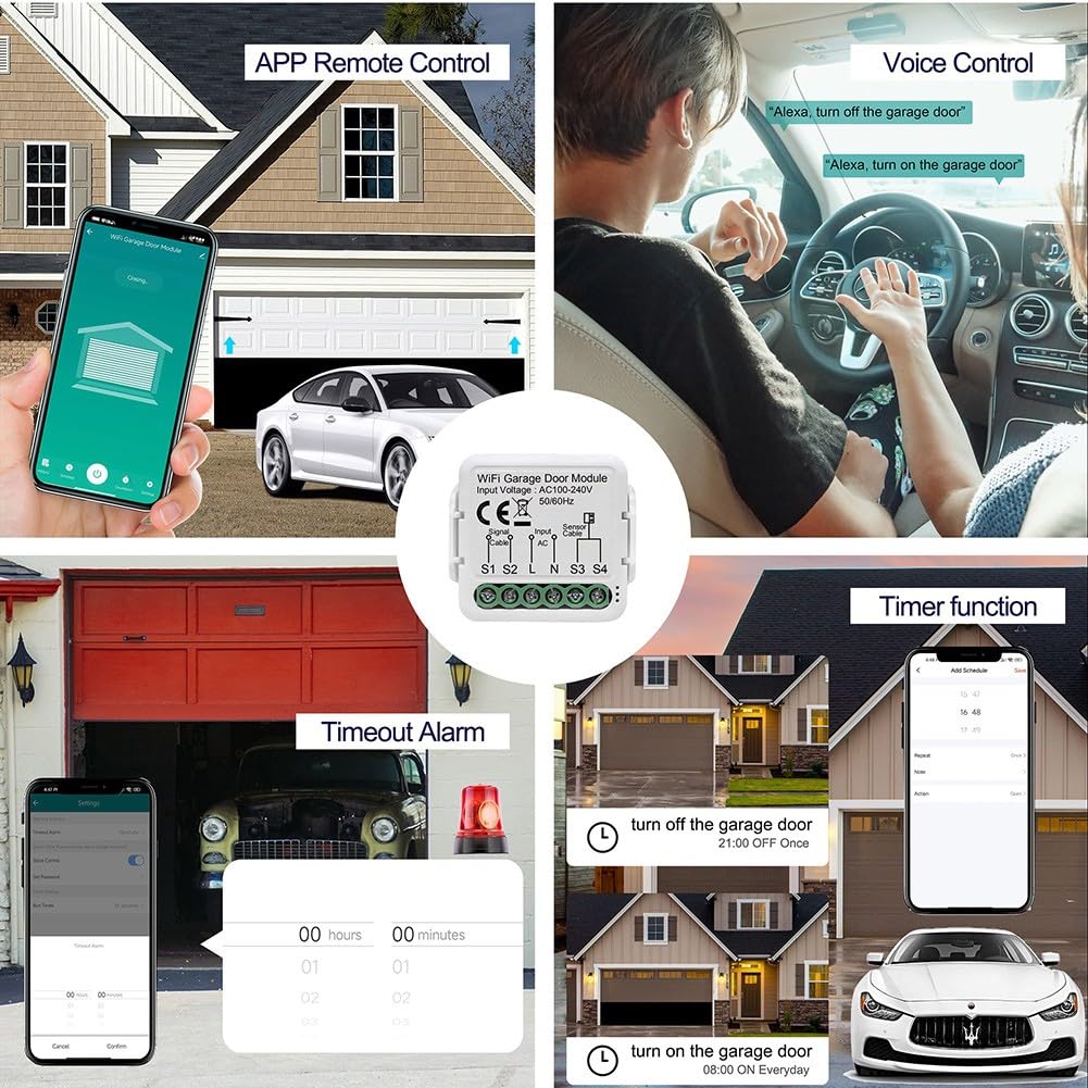 Tuya Smart WiFi Garage Door Controller Timing Interruttore intelligente On-Off App Telecomando controllo accessi