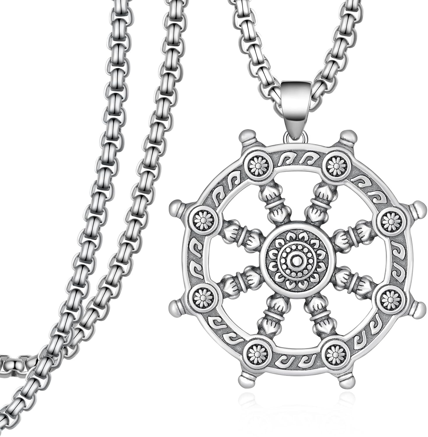 Buddhist Necklace 925 Sterling Silver Buddhist Amulet Pendant Necklace Talisman Jewelry Gifts for Men Women