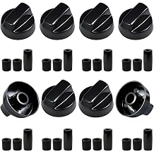 8 Pack Universal Control Knobs, Black Oven Dial Kit, Includes 24 Adaptors for All Shaft Sizes,Heatproof Control Dials for, Stoves & Kitchen Appliances.