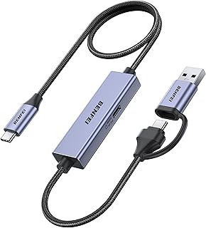 BENFEI USB C Video/Audio Capture Card Supporting Full HD 1080P 60FPS for Streaming, Recording, Gaming, Compatible with Switch, PS4, PS5, Xbox, Work with PC/Windows/Mac OS