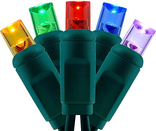 YULETIME Luces de Navidad multicolores de una pieza gran angular, 140 unidades, 48 pies, 2 juegos de 70 LED de 24 pies de alto, impermeable, 0.197