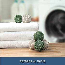 S&T INC. Reusable Plastic Dryer Balls, Fabric Softener for Laundry, Sage and Grey, 2.5 in, 6 Pack