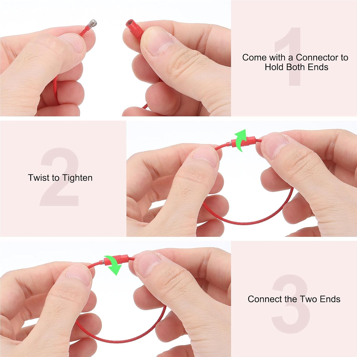 uxcell Wire Keychain Cable Coated Stainless Steel Luggage Tag Loops Metal Wire Cable Key Ring Loop for Luggage