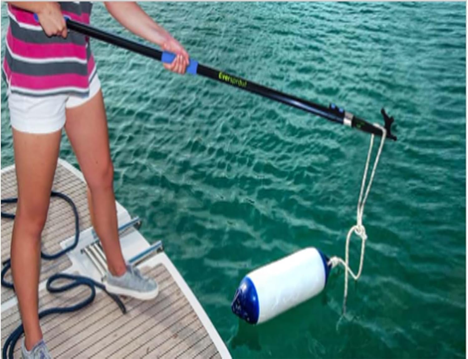 Heavy Duty Compact Versatile Extension Rod, Boat Hooks for Docking Stainless Steel with 1'' Aluminum Telescoping Pole, for Truck Cargo/RV/Yard/Garage, Boating Equipment