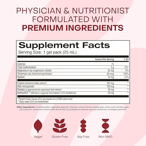 Miniatura 5 de HealthyCell Suplemento de apoyo de glucosa para apoyar el azúcar en sangre equilibrado, berberina, canela y cromo para una función saludable de la