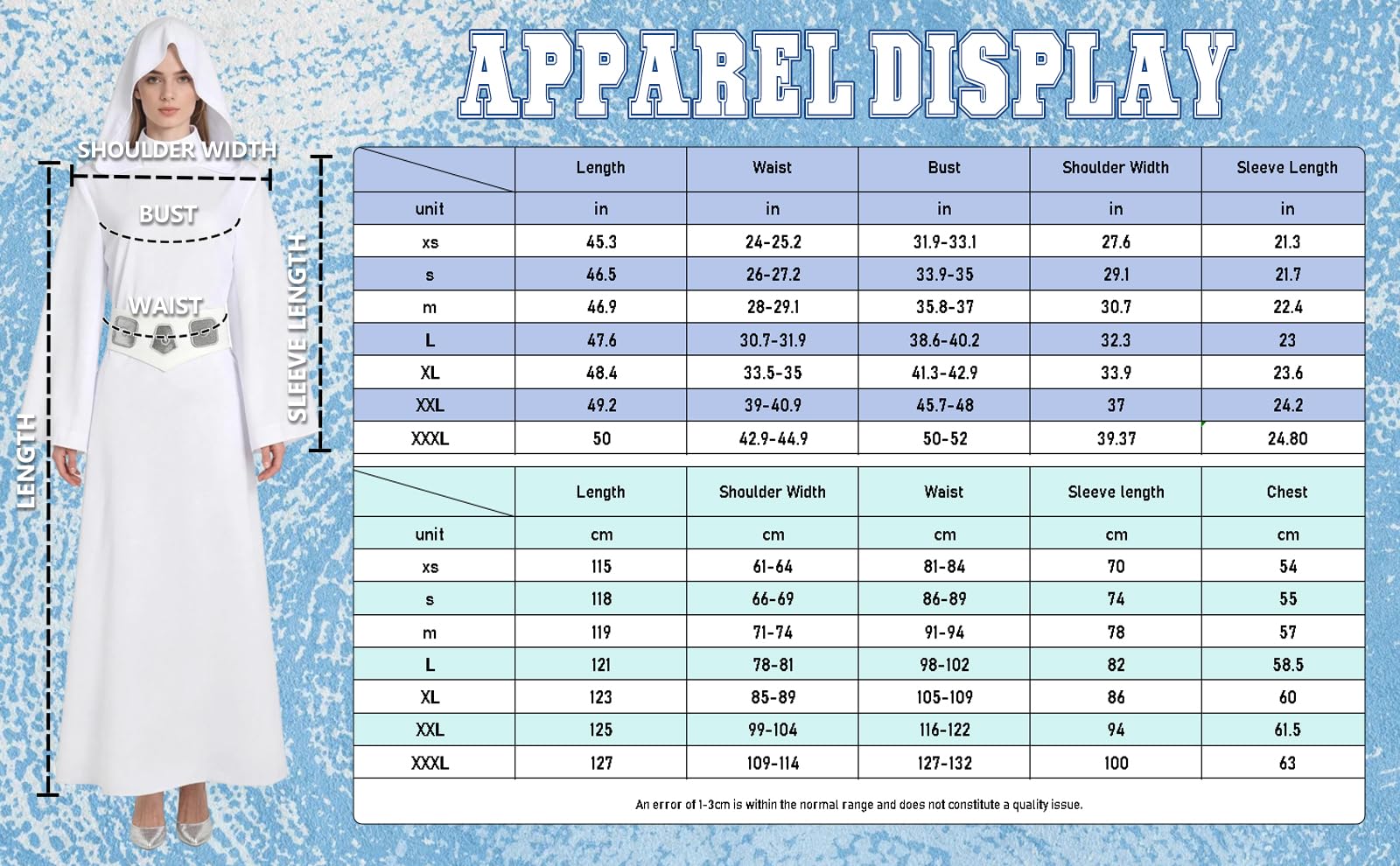 nezafly Princess Costume Women White Dress Hooded Robe with Belt Halloween Carnival Outfits Set for Adults - Image 7