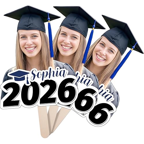 Graduation Custom Cutout Big Head on a Stick for 2026, 6 to 24", Fun Face Cardboard Cutouts, Personalized Fat Heads, Senior Night Photo Prop, Birthday, Party Décor, 1 PC, Black