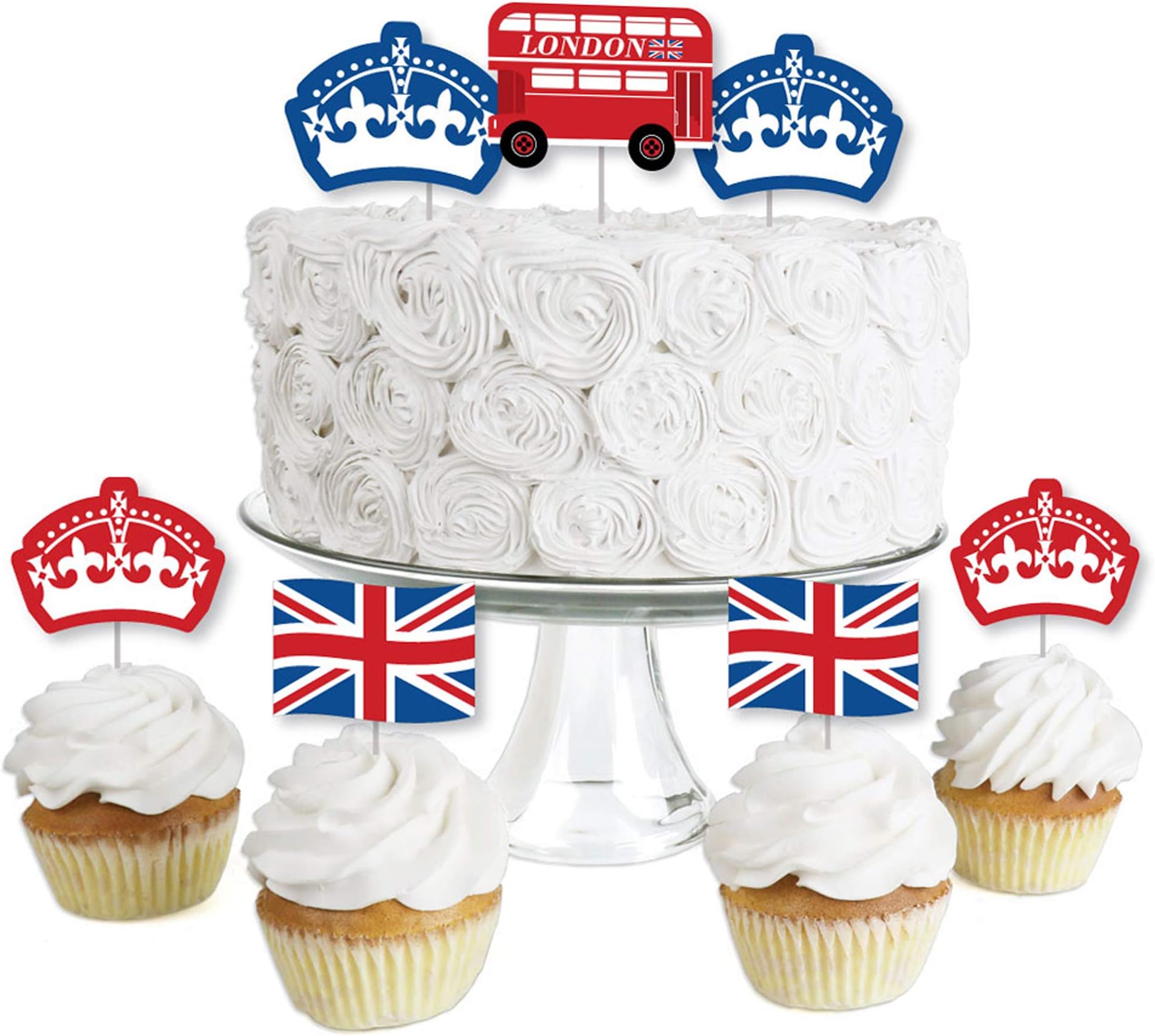 Big Dot of HappinessCheerio, London - Dessert Cupcake Toppers - British UK Party Clear Treat Picks - Set of 24