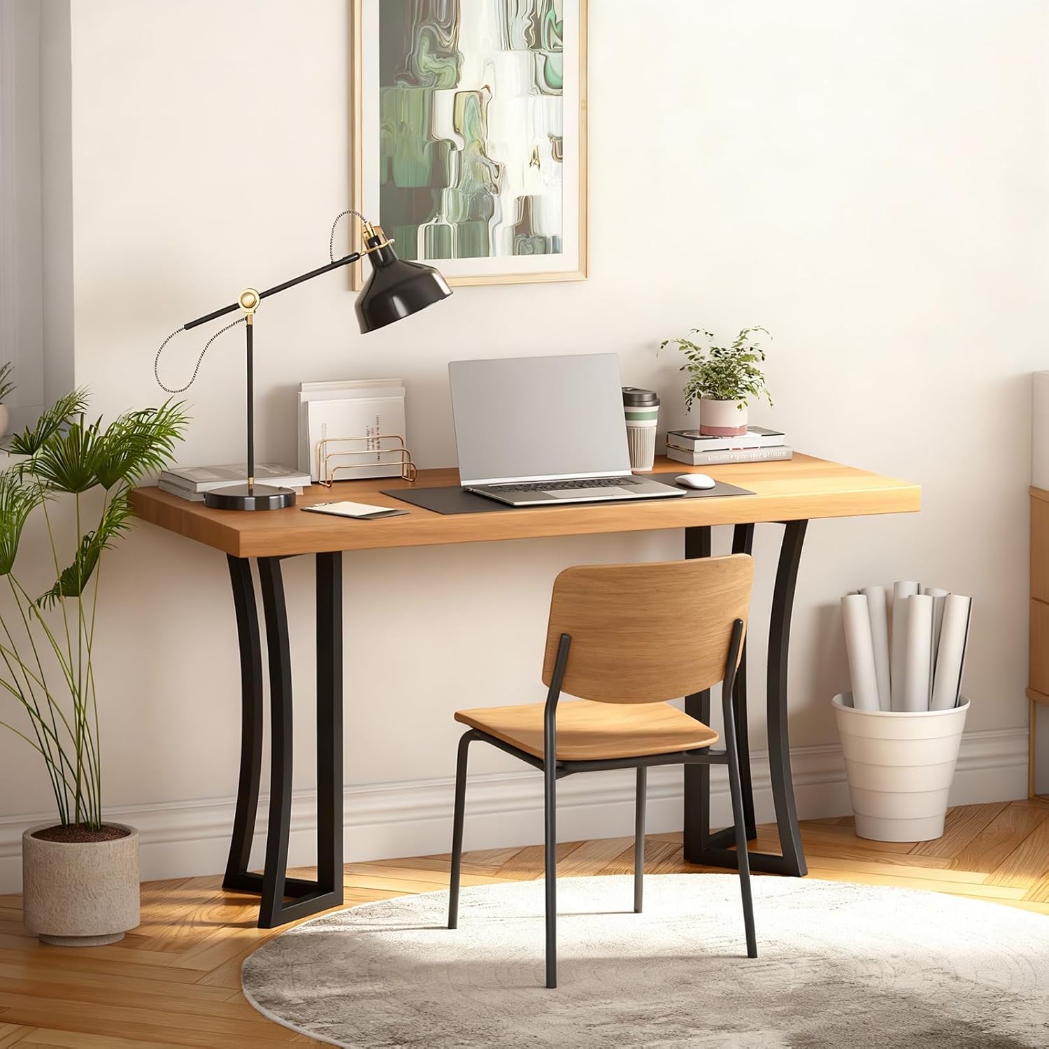 Metal Desk Legs 28 Inch, Heavy Duty Wrought Iron Base for Glass, Marble, and Wooden Table Tops, Home, Kitchen, and Office Desk Legs (Black)