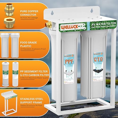 Miniatura 13 de WELLUCK Filtro de agua en línea para autocaravana que reduce el cloro y el olor, 4 paquetes de accesorios de filtro de manguera de agua para camping