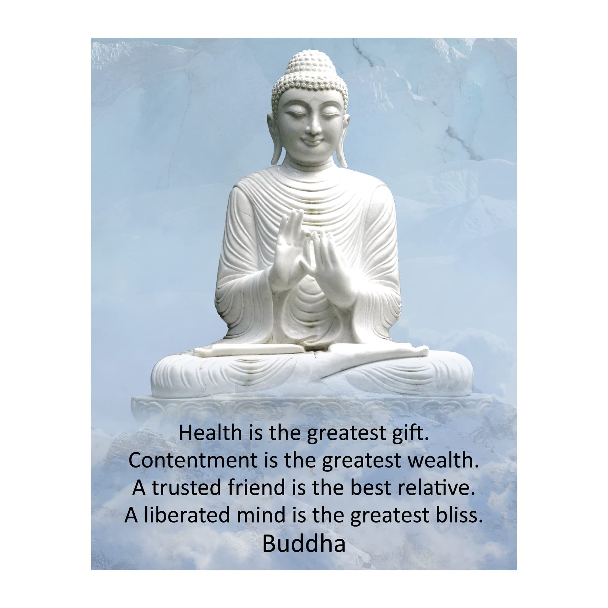 Biglietto Di Auguri Spirituale Buddha - La Salute è Il Dono Più Grande - Cartolina Floreale Con Fiori, 17,5x12,5cm, Vuota Dentro