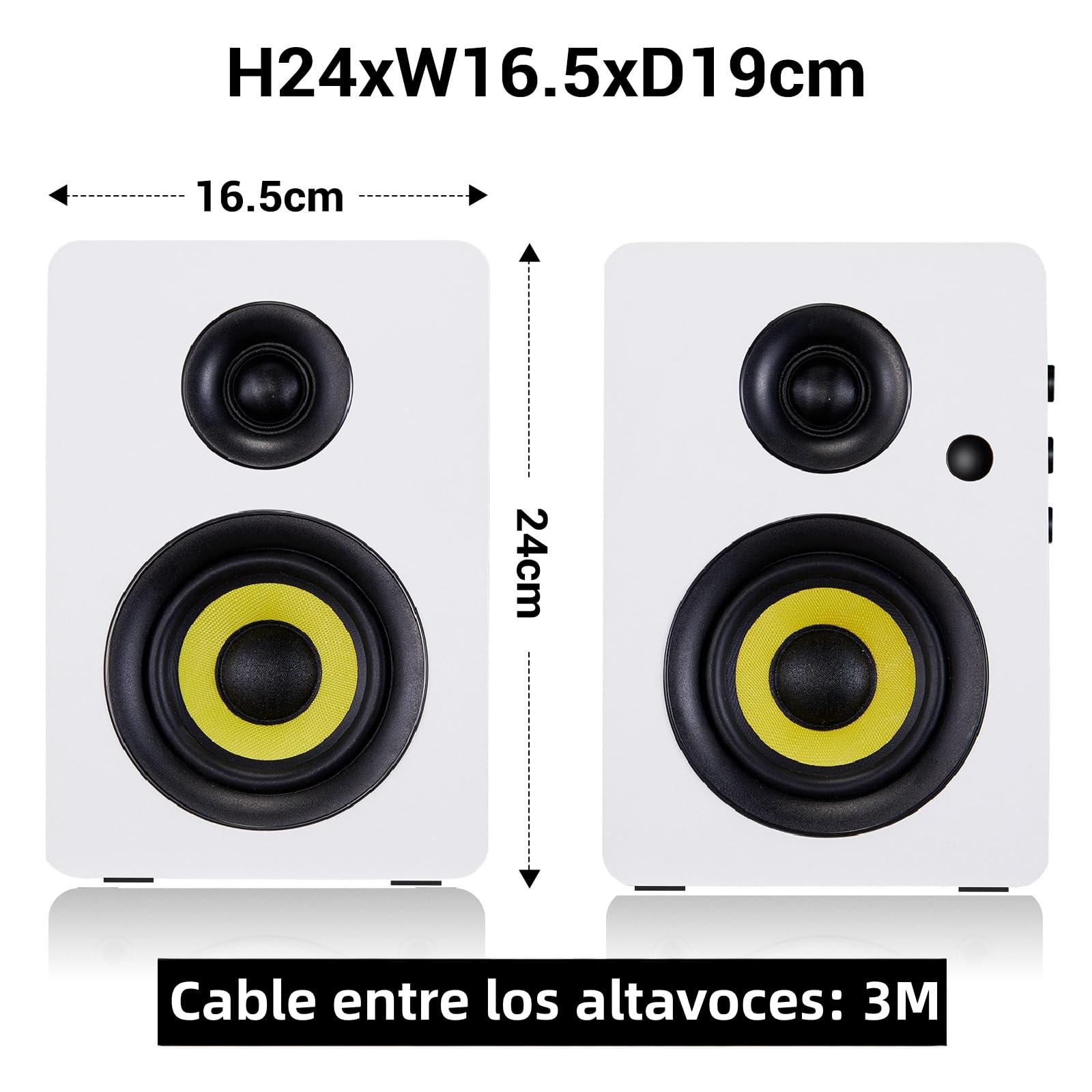 Sanyun SW206 Altavoces Estantería Activos 80W Modo Dual, Monitor Estudio 4'' y HiFi, Campo Sonoro 3D Mejorado, Entrada Balanceada TRS 6,35mm, Bluetooth 5.4, Óptico Coaxial Aux USB DAC 24bits, Blanco