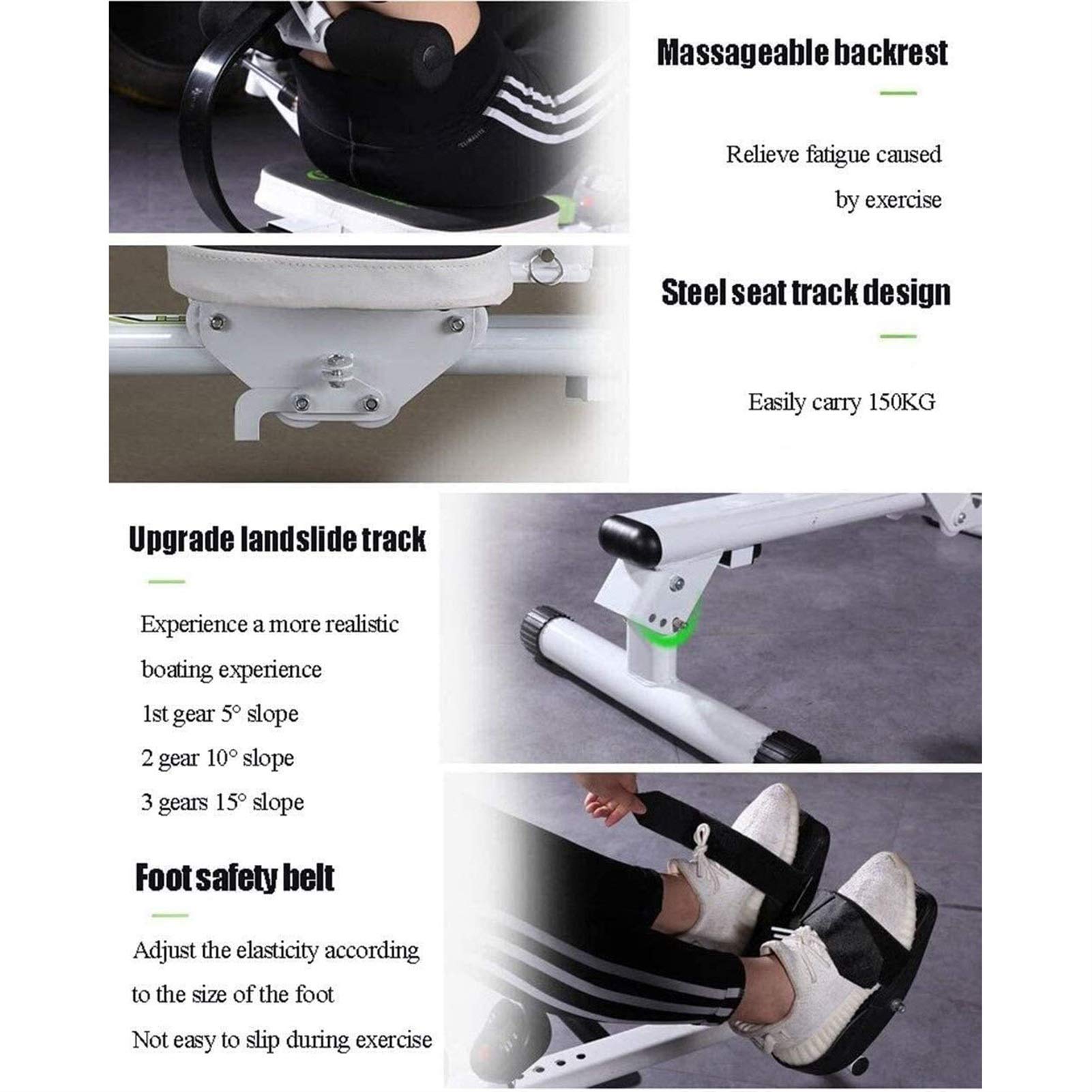 Attrezzature per il fitness Vogatori, Vogatore, Trainer idraulico per vogatore, con resistenza regolabile Sistema avanzato di cinghia di guida Attrezzature per il fitness Allenamento cardio Corsa