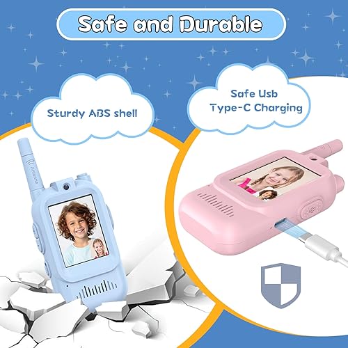 Miniatura 4 de Walkie Talkies para niños, paquete de 2, radios bidireccionales recargables de largo alcance, juguetes para niños y niñas de 3 a 5 años, aventura al