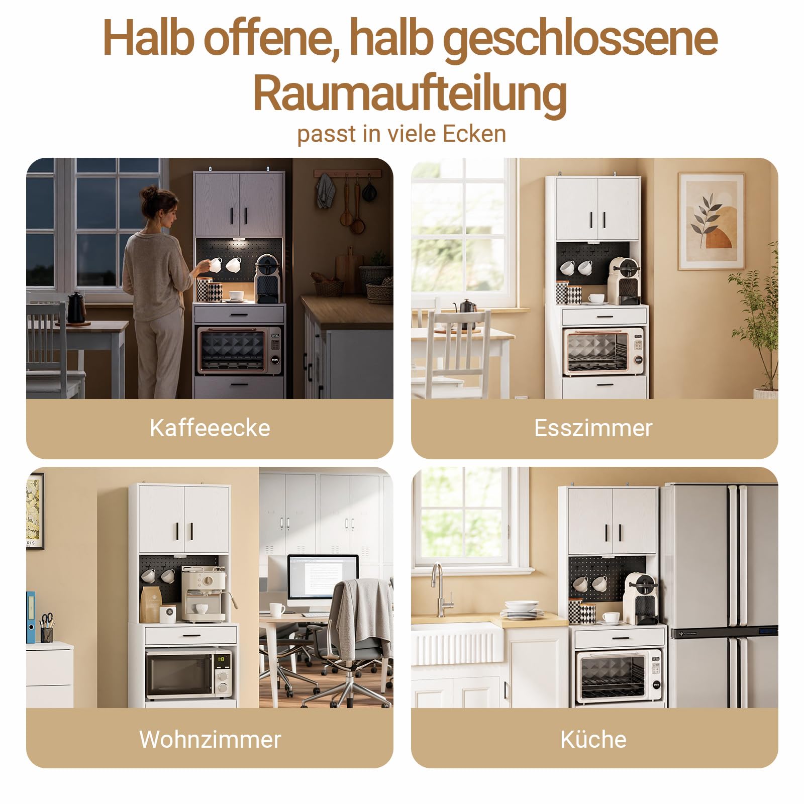 SoBuy Küchenschrank mit Steckdose und 2 USB-Anschlüssen 60x40x170 cm Küche
